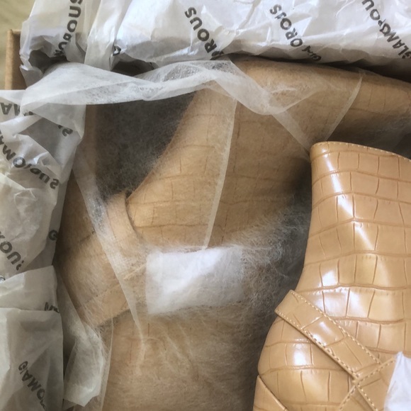 BNIB • ASOS GLAMOROUS Beige Croc Embossed Ankle Boot with Harness Details - Picture 8 of 12